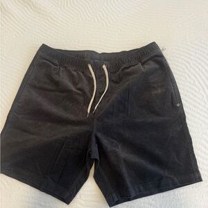 Vuori Black Corduroy Shorts with White Drawstring